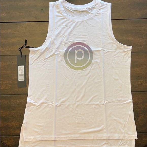 Pure Barre Tops - Pure Barre Noli Tank Circle P White/Reflective